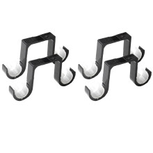 4Pcs Double Curtain Rod Brackets Ceiling Mount Supports Aluminum Alloy Black