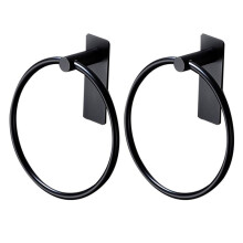 2X Anneau Porte-Serviettes / Porte-Serviettes - Porte-Serviettes Rond Auto-AdhéSif Porte-Serviettes Noir
