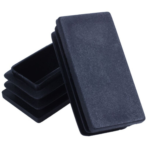 Plastic Rectangle Blanking End Tube Caps Inserts 25X50mm 180Pcs Black 1