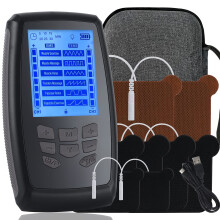 TENS Unit Muscle Stimulator for Back and Neck Pain Relief, Dual Channel EMS Device with 8 Pads, Adjustable Intensity and Travel Case