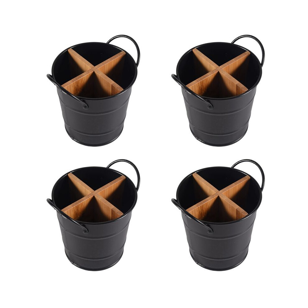 4X Kitchen Cutlery Organizer Knife Stand Storage Holder Separate Spoon Fork Chopstick Kitchenware Bucket Black Brecantia