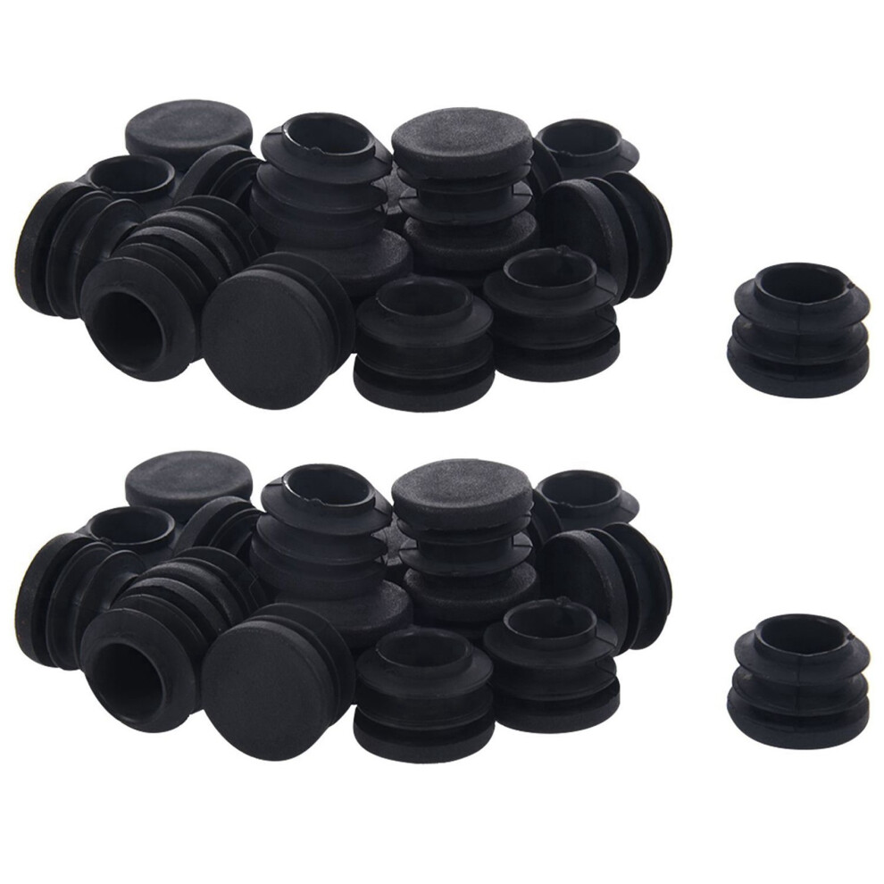 Blanking End Caps Round Tube Insert Cover 19Mm Dia 40 Pcs Black 6033983380863