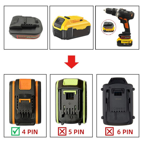 Convert Adapter for  DCB Series 18V 20V Lithium Battery for  4pin 20V Max Lithium Battery Electrical Tool 2