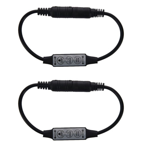 2X Low-Profile Inline Controller  3 Variateurs de Clé pour Bande LED Noire
