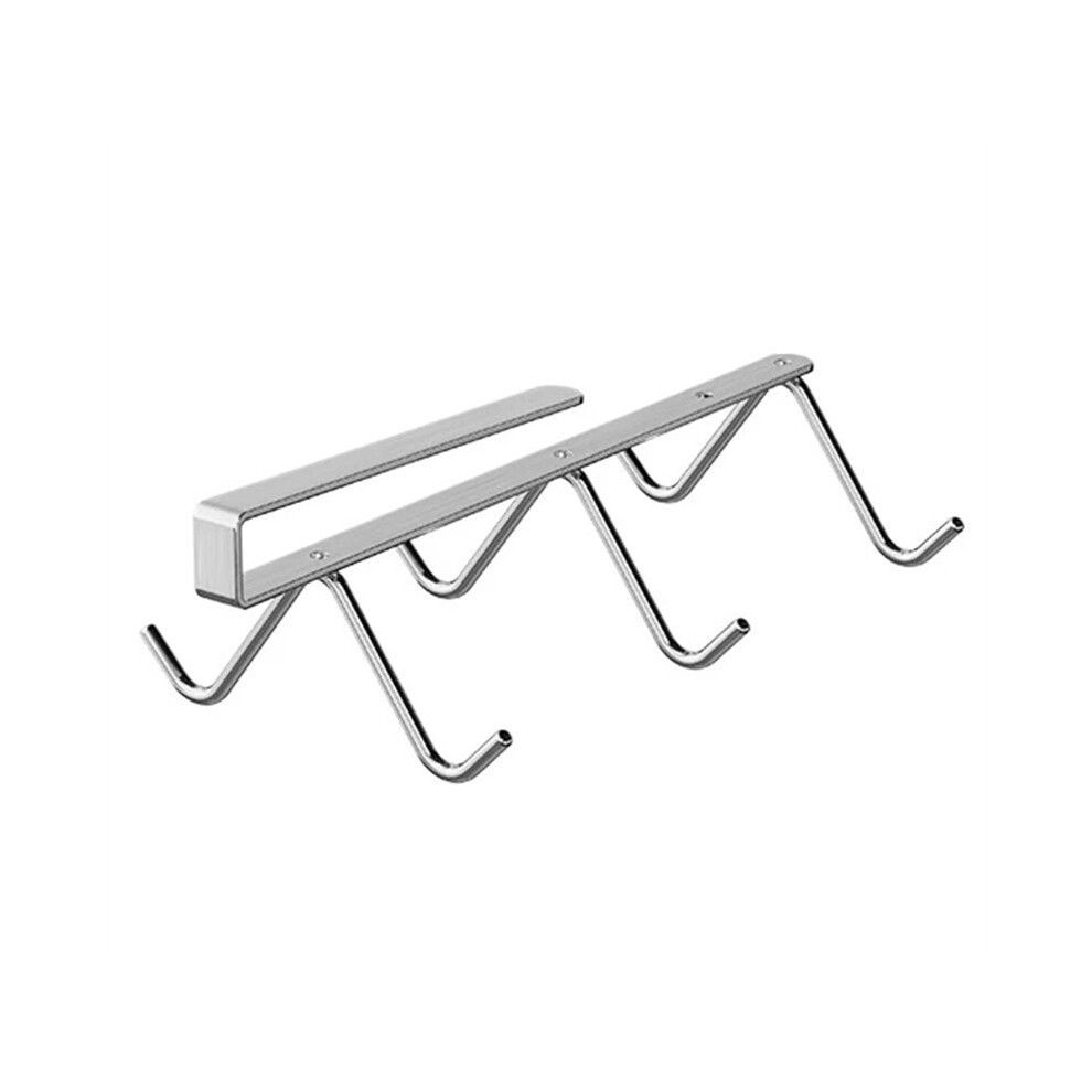 Brecantia 6 Hook Coffee Cup Mug Holder 304 Stainless Steel Storage Hook Mutifunctional Kitchen Utensil Without Drilling Rack