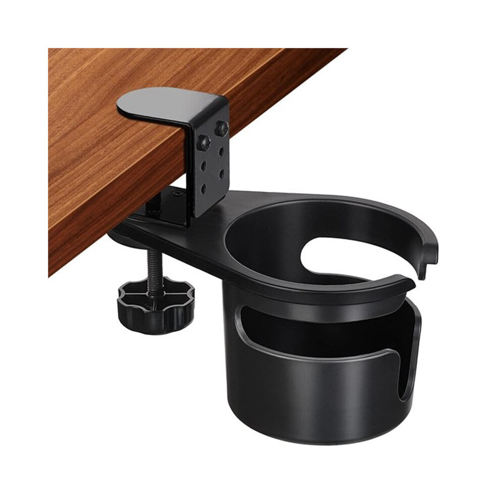 Tauoh Desk Cup Holder Clamp, Anti-Spill Clip Table Cup Holder, Rotatable Water Bottle Stand Drink Coffee Mug Storage