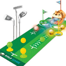 Clubs Retractable with Light Automatic Returner, 4 Glow Balls and Putting Mat - Games Sports Toys