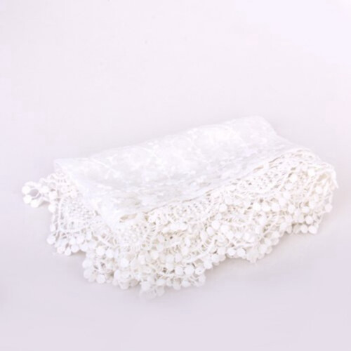 2X Women Embroidered Lace Scarf White 1