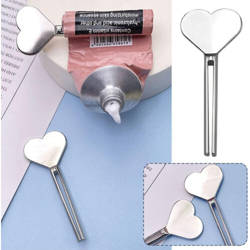 Stainless Steel Toothpaste Squeezer with Tube Roller Key, Max Waste Reduction for Bathroom (Silver) 2