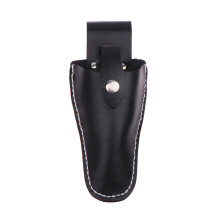 Porte-ciseaux élégants en cuir noir, compacts et portables,
