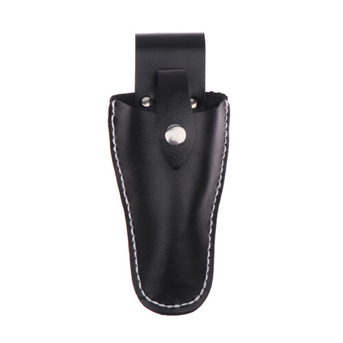Porte-ciseaux élégants en cuir noir, compacts et portables,