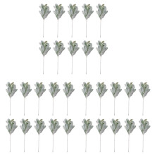 30 Stück Künstliche Beflockte Lammohrblätter Dusty Miller Stiele Beflockte Eichenlaub Lammohrblatt