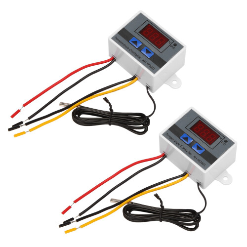 2X 220V Digital LED Temperature Controller 10A Thermostat Control with  Digital Display Incubation Controller