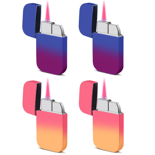 4 Pack Torch Lighters Refillable Butane, Windproof Jet Flame with Precise Torch Flame, MultiColor Set