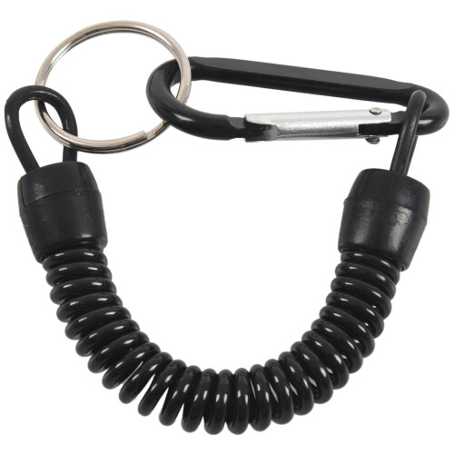 2X Key Ring, with Carabiner and Spiral Cable, 13 cm, Random Color