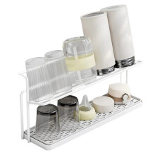 Double-Layer Cup Rack with Drain Tray Rack for Kitchen Table Top Glass Cups,Coffee Cups and Water Cups Organizer Shel