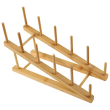 Bamboo Plate Rack Cups Cutting Board Saucers Draining Dishes Support Wooden Kitchen Storage Accessories Pot Lid Holder