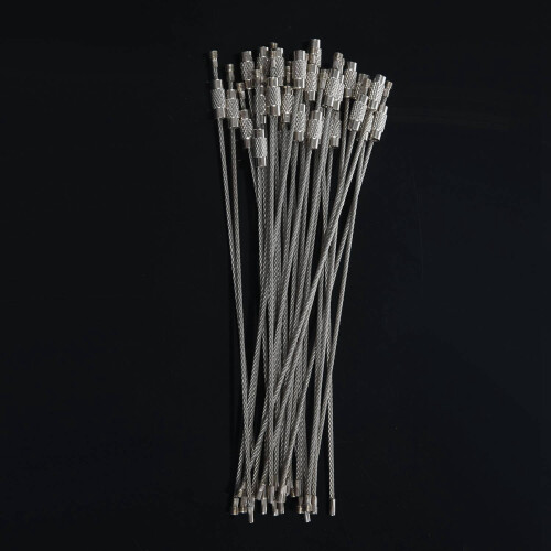 60Pcs Stainless Steel Screw Locking Wire Keychain Cable Key Rings Outdoor Accessory 2