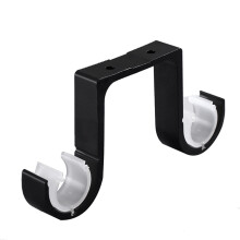 4Pcs Double Curtain Rod Brackets Ceiling Mount Supports Aluminum Alloy Black