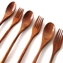 16 StüCk Holz 9 Zoll Japanese LöFfel Gabel Set KüChen Geschirr Natur Holz Besteck Holz Abendessen Besteck Set