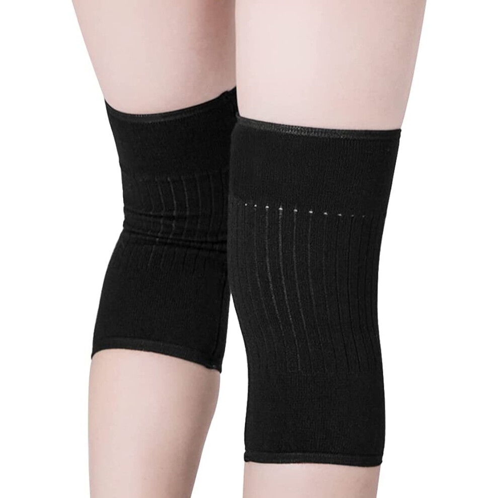 Black Cashmere Knee Warmer For Arthritis Pain Relief, Stretchy Knit Knee Sleeve Support, Cozy Sleep Wrap
