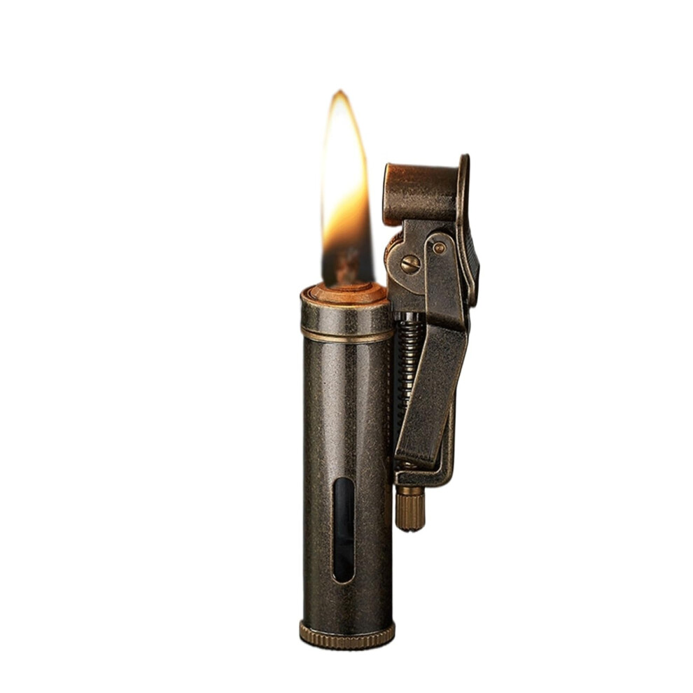 Bronze Vintage Brass Kerosene Lighter Refillable With Visible Fuel Window And Soft Adjustable Flame