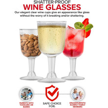 Clear Plastic Wine Glass Recyclable - Shatterproof Wine Goblet - Disposable & Reusable Cups for Champagne, Dessert 80Pcs