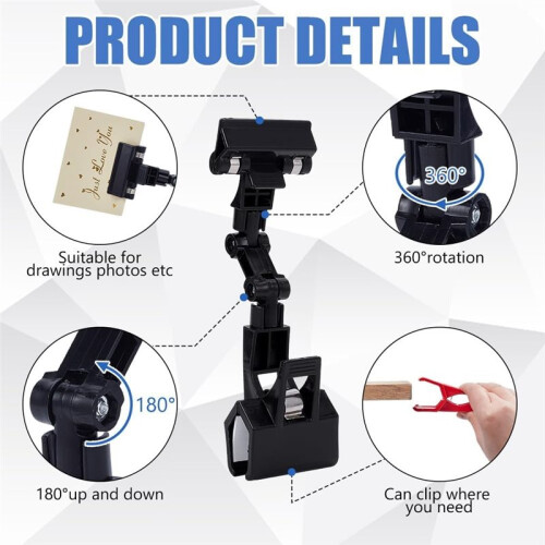 4Pcs Adjustable Document Holder, 4 Colors Flexible Rotatable Paper Holder for Typing, Clip  Sign for Table Top 1