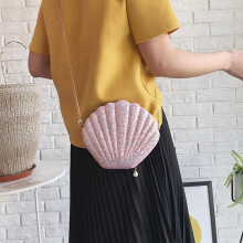 2X Petite Sirène Bourse En Coquillage pour Les Femmes et Les Filles Sacs à Bandoulière Paillettes Paillettes Porte-Monnaie Du Soir, Rose