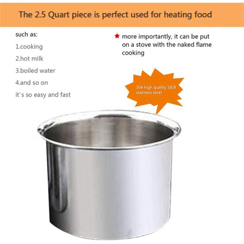 6-Pack Stainless Steel Double Boiler, Heat-Resistant Handle 2 Cup Capacity, Universal Pad 2