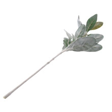 30 Stück Künstliche Beflockte Lammohrblätter Dusty Miller Stiele Beflockte Eichenlaub Lammohrblatt