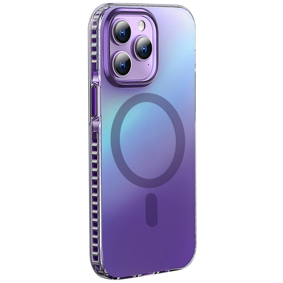Magsafe Compatible Fluorescent Iridescent Shockproof Case For Iphone 16 Pro, Translucent Matte Purple 9771547023463