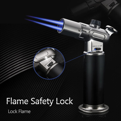 Torch Lighter Windproof Adjustable Double Flame Jet Cigar Lighter for BBQ Kitchen Outdoor Use 2