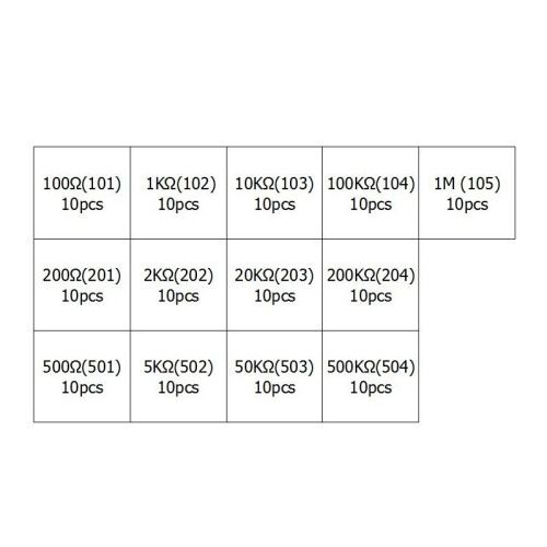 130Pcs 100 ohm-500K ohm Potentiometer Adjustable Resistor Kit 1