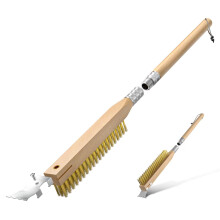Pizza Oven Brush with Scraper, 25 Inch Long Handle Pizza Stone Cleaning Brush for Outdoor Ovens