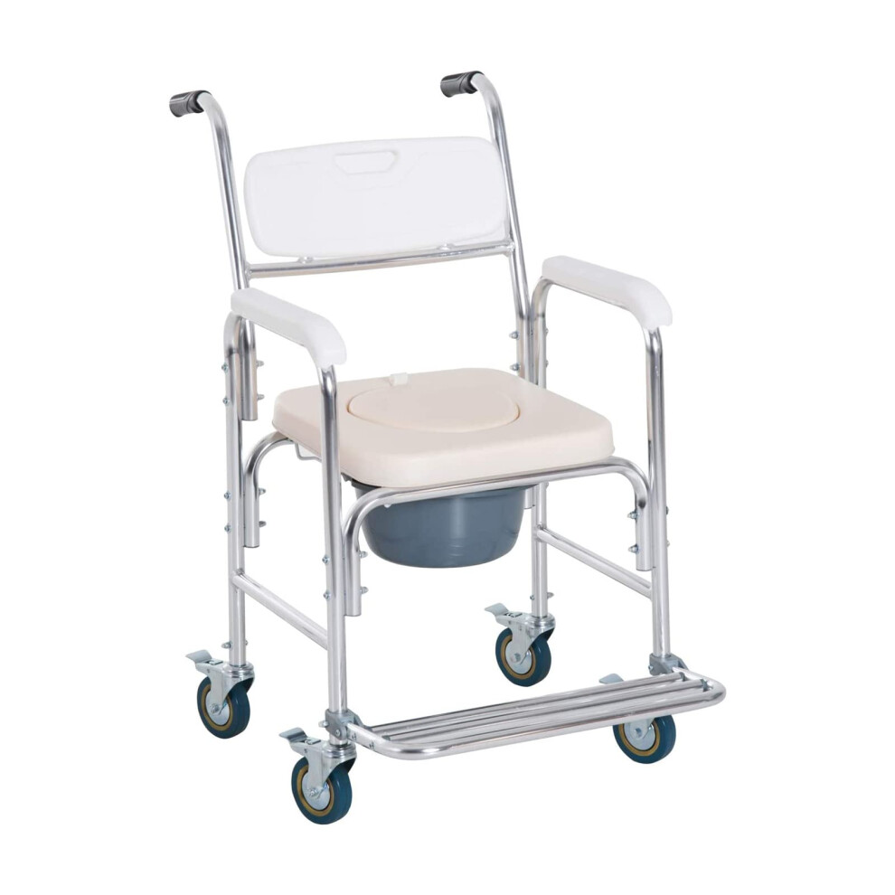 3 in 1 Wheelchair Commode and Shower Chair for Elderly, 275 lb Capacity, EasyâClean Waterproof Seat