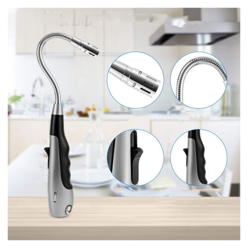 Butane Torch Lighter with 360 Ignition Angle, Adjustable Flame and Visible Fuel Window for Kitchen and Camping 1