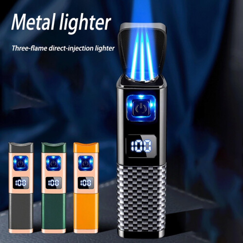 Gold Matte Butane Torch Lighter, Windproof Refillable Flame with Adjustable Control, Durable Metal Gift 1