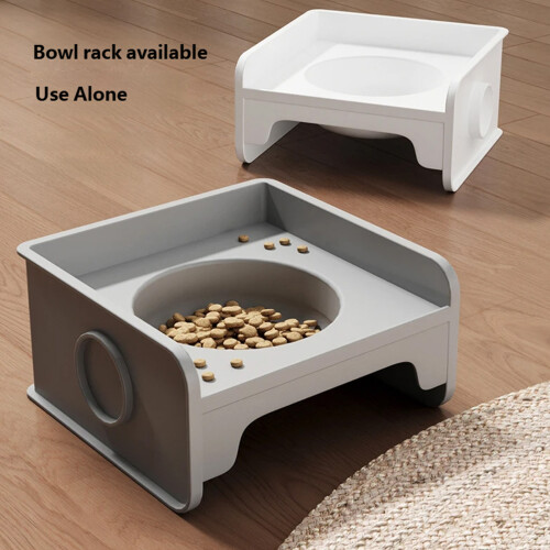 Plat de nourriture pour chiens et chats moderne, avec-Blanc