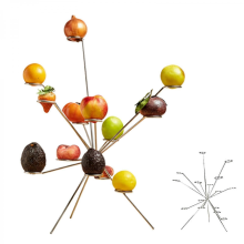 Explodierende Obstschale als Tischdekoration – Moderner Obstständer aus Metall mit 360-Drehfunktion und mehreren Armen, kunstvolle Skulp