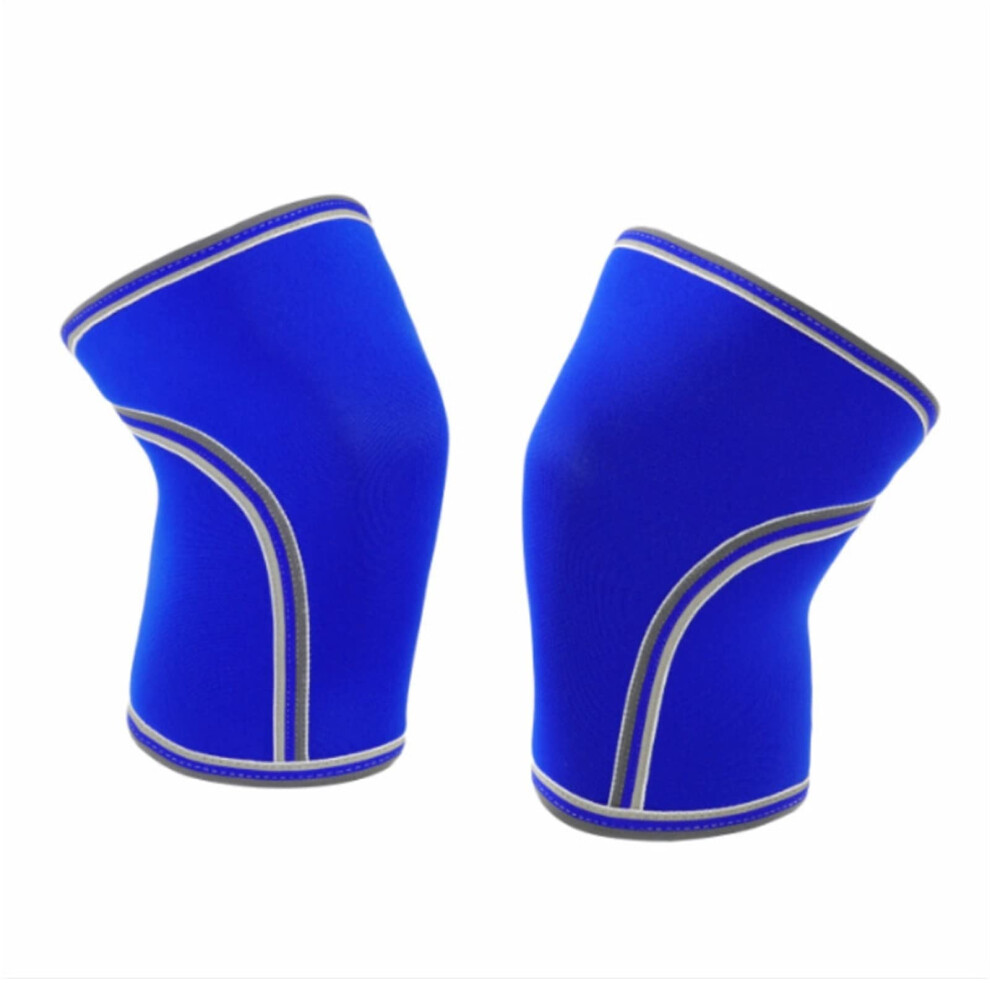 Compression Knee Sleeves Pair Blue Non Slip Weightlifting Knee Support Brace for Gym and Muscle Relief