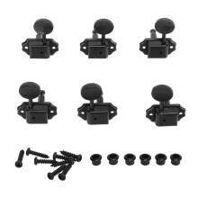 6 Inline Guitar Tuning Pegs Set Black Metal Machine Heads 3L3R Vintage Style for Electric and Acoustic Guitars