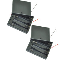 3PCS 4 AA Battery Holder with Switch and Cover, 6V Output Case with Wire Leads and Protective Design