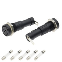 5PCS R39 Panel Mount Fuse Holder 250V 15A, Durable Brass Contacts, Quick Fuse Replacement, Fits 6x30mm Glass Fuses