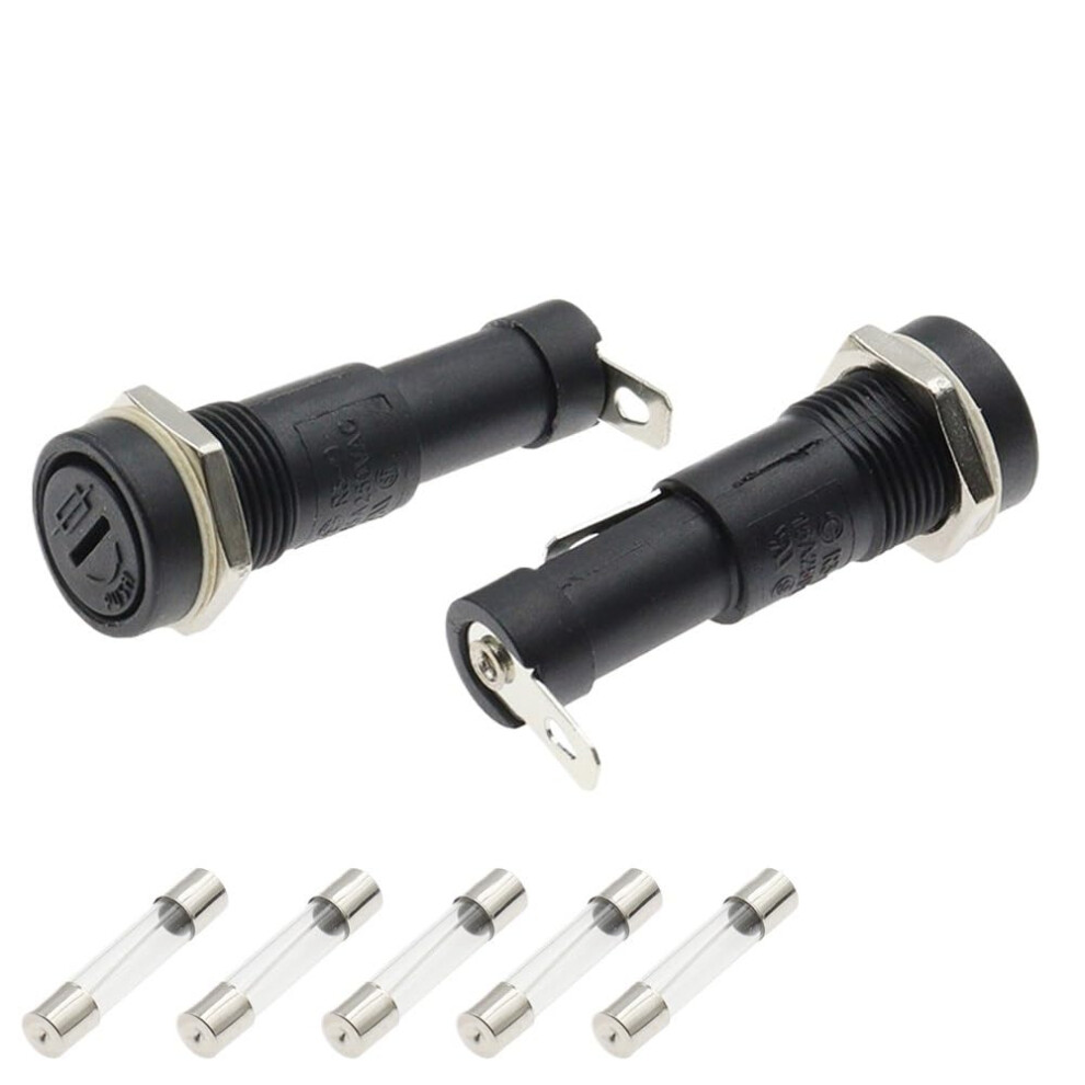 5Pcs R39 Panel Mount Fuse Holder 250V 15A, Durable Brass Contacts, Quick Fuse Replacement, Fits 6X30mm Glass Fuses 9073542171584
