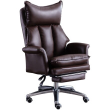 Ergonomic Executive Office Chair Leather with Footrest, 170 Recline, Cowhide, Brown  Back Chair