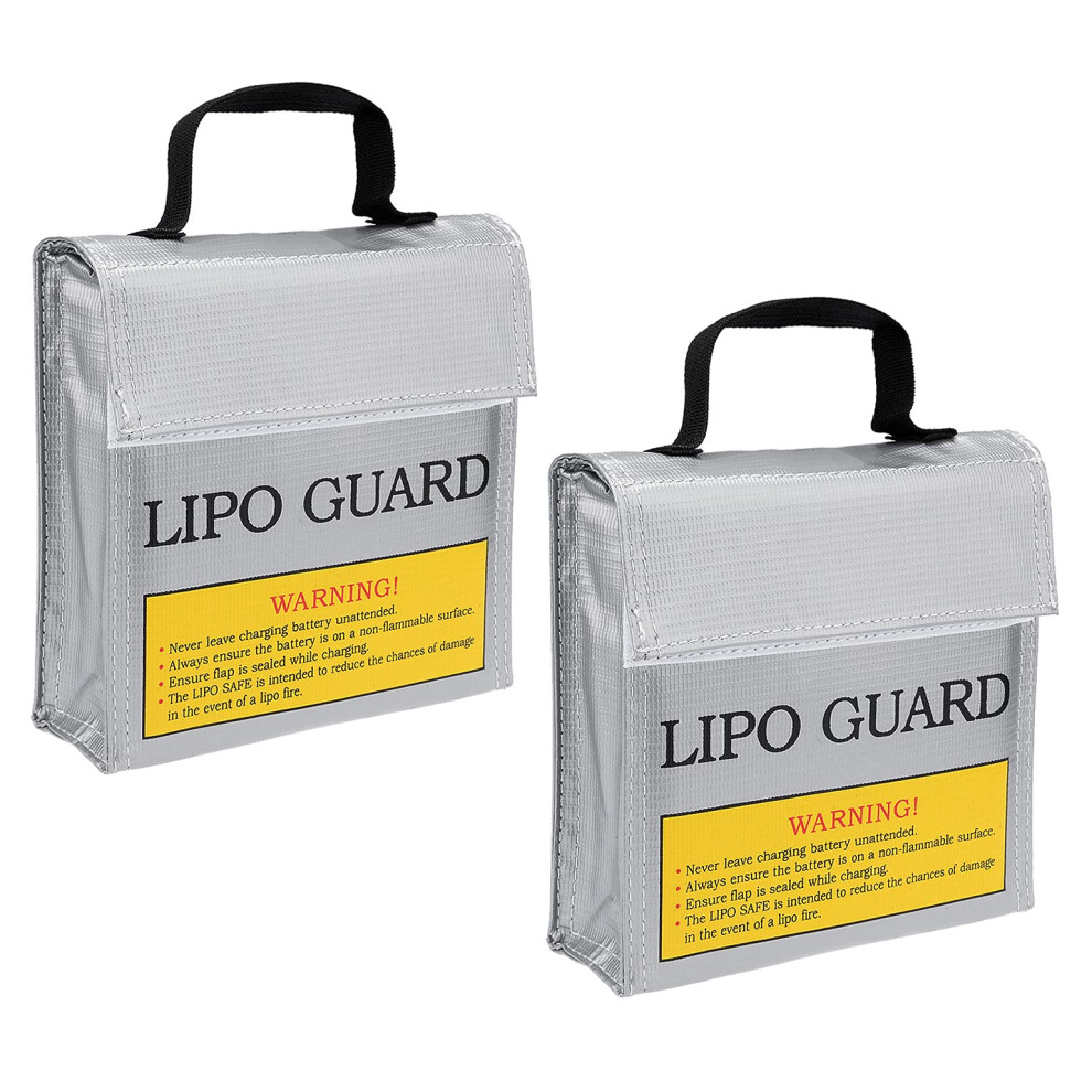 Fireproof Battery Safe Bag 2 Pack, Heatresistant Lipo Charging Pouch For Rc Batteries And Storage Silver 9330225507178