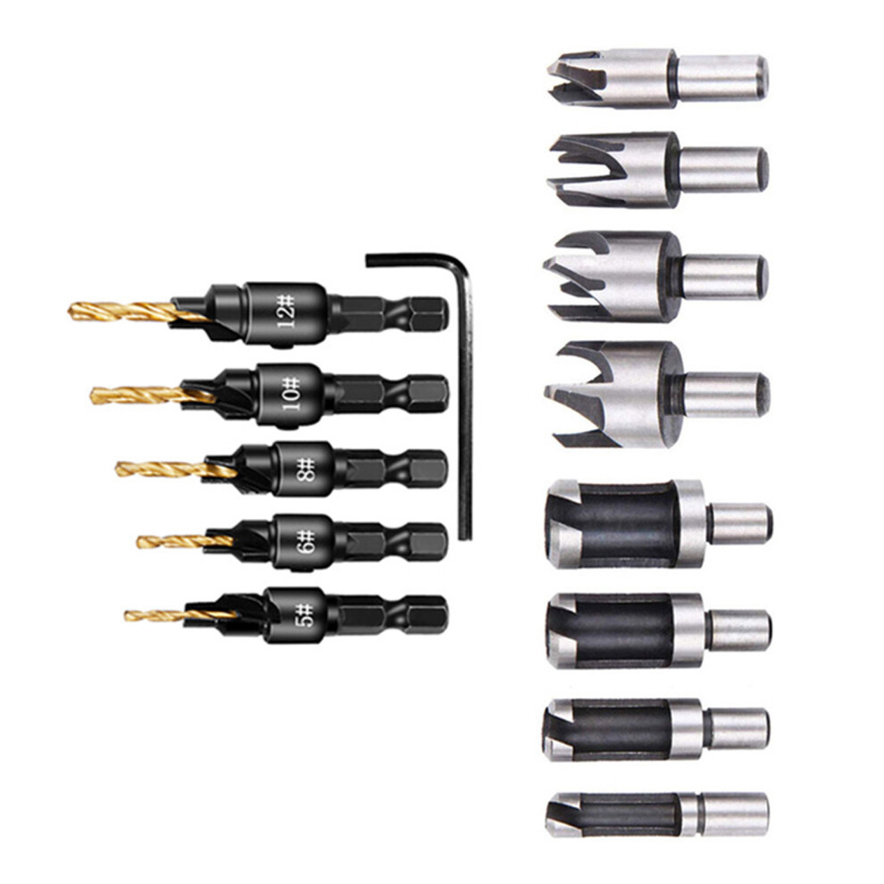 Woodworking Tapper Hexagonal Shank Screw Countersunk Drill Bit 7754004344389