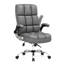 Ergonomic  Back Office Chair 400lbs with Lumbar Support, Adjustable Height, FlipUp Arms, Grey