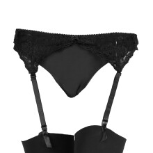 (Large/X-Large (UK Dress 16), Black) Silky Womens/Ladies Narrow Lace Suspender Belt (1 Pair)